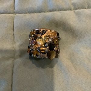 Unique Leather and Gemstone Cuff Bracelet